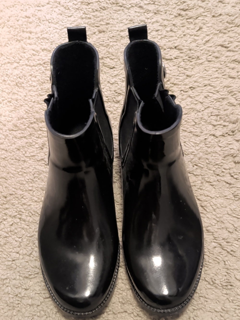 Michael Kors Women's Patent Black Chelsea Rain Ankle Boots